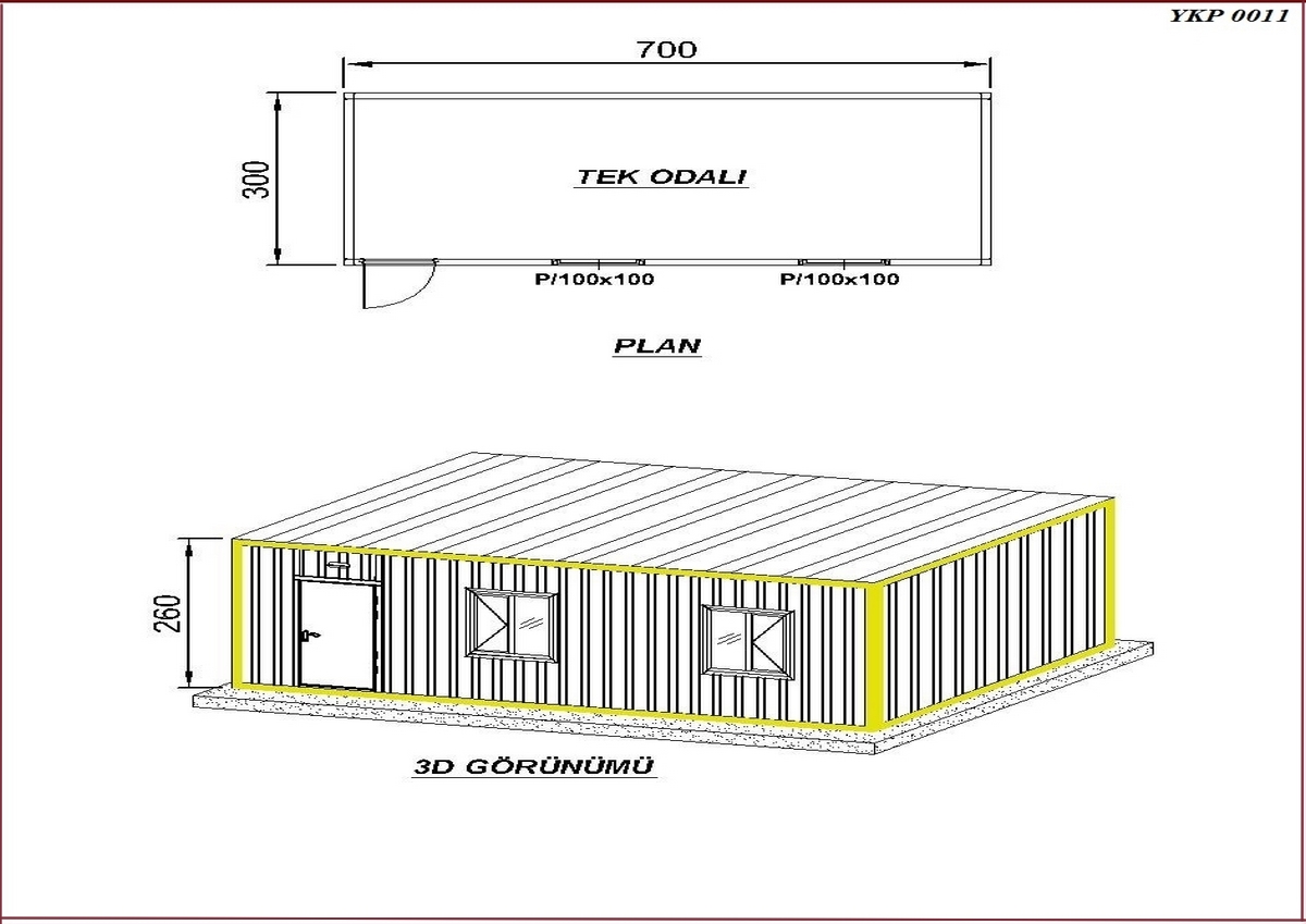 3X7 Standart Sandviç Panel Konteyner Sistemler